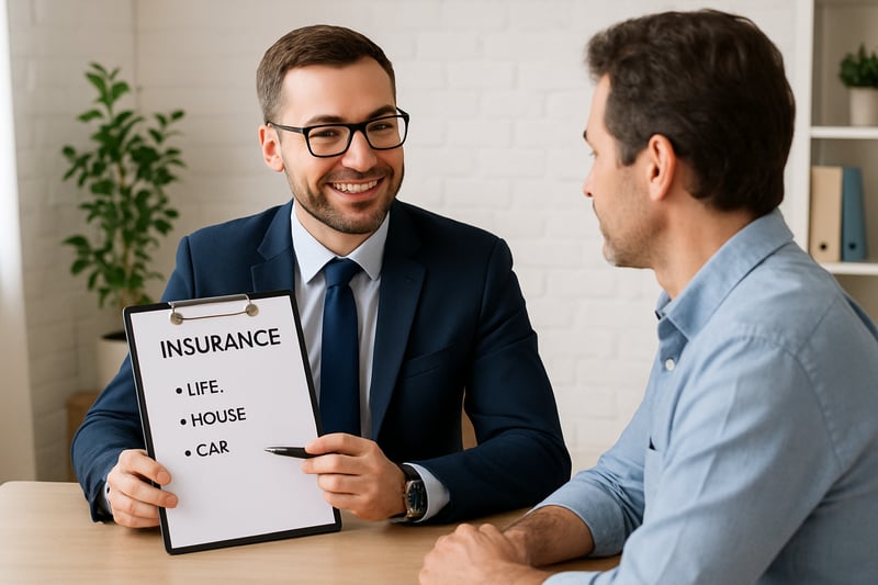 Insurance agent discussing options with a client