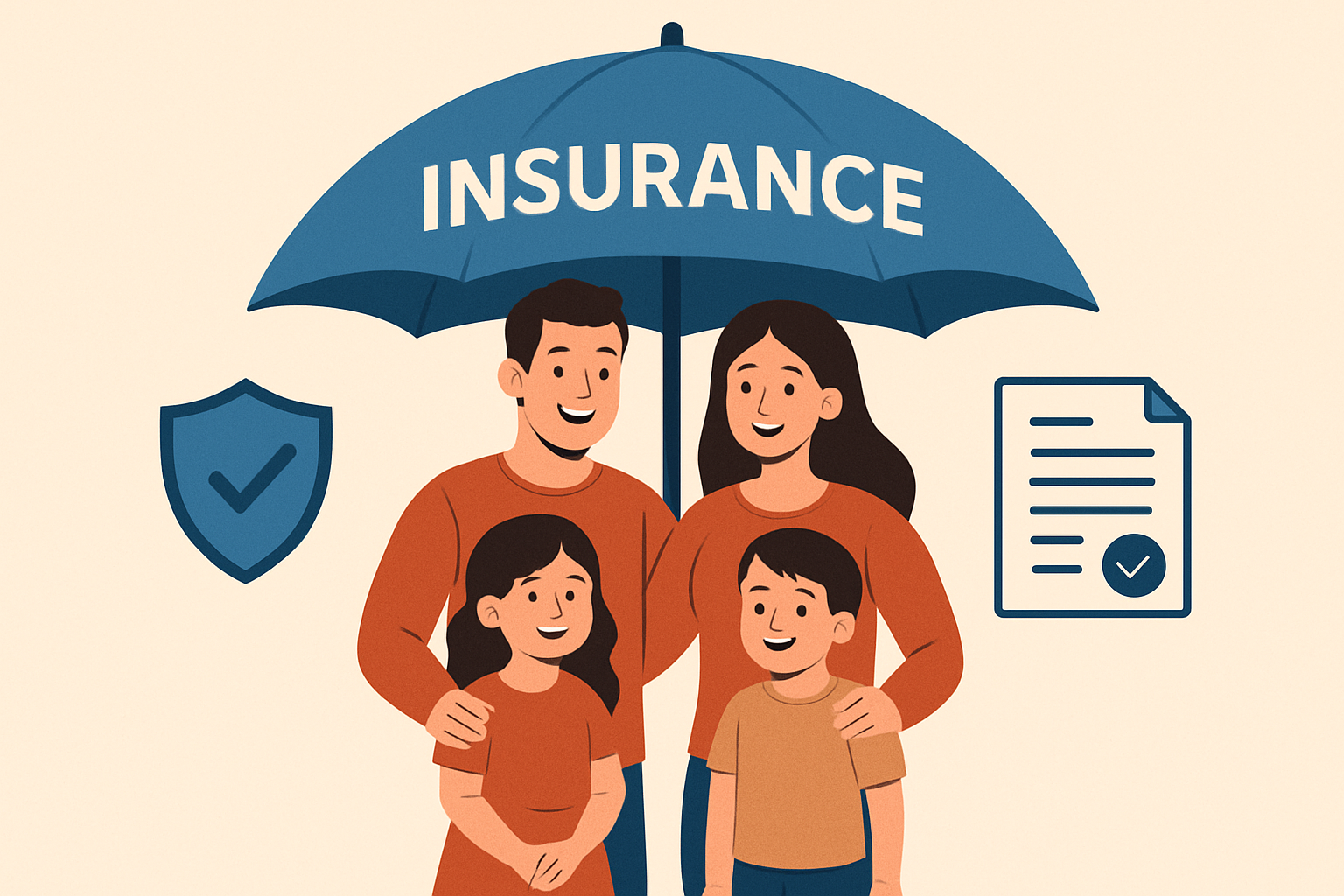 Happy family protected by insurance