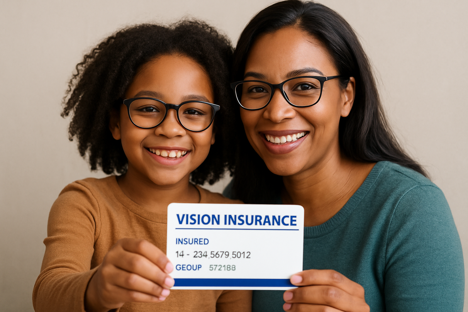 Parent and child with vision insurance