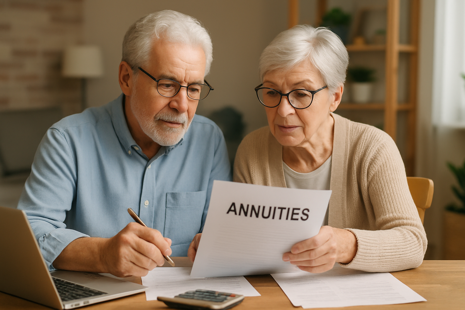 Retired couple planning with annuities
