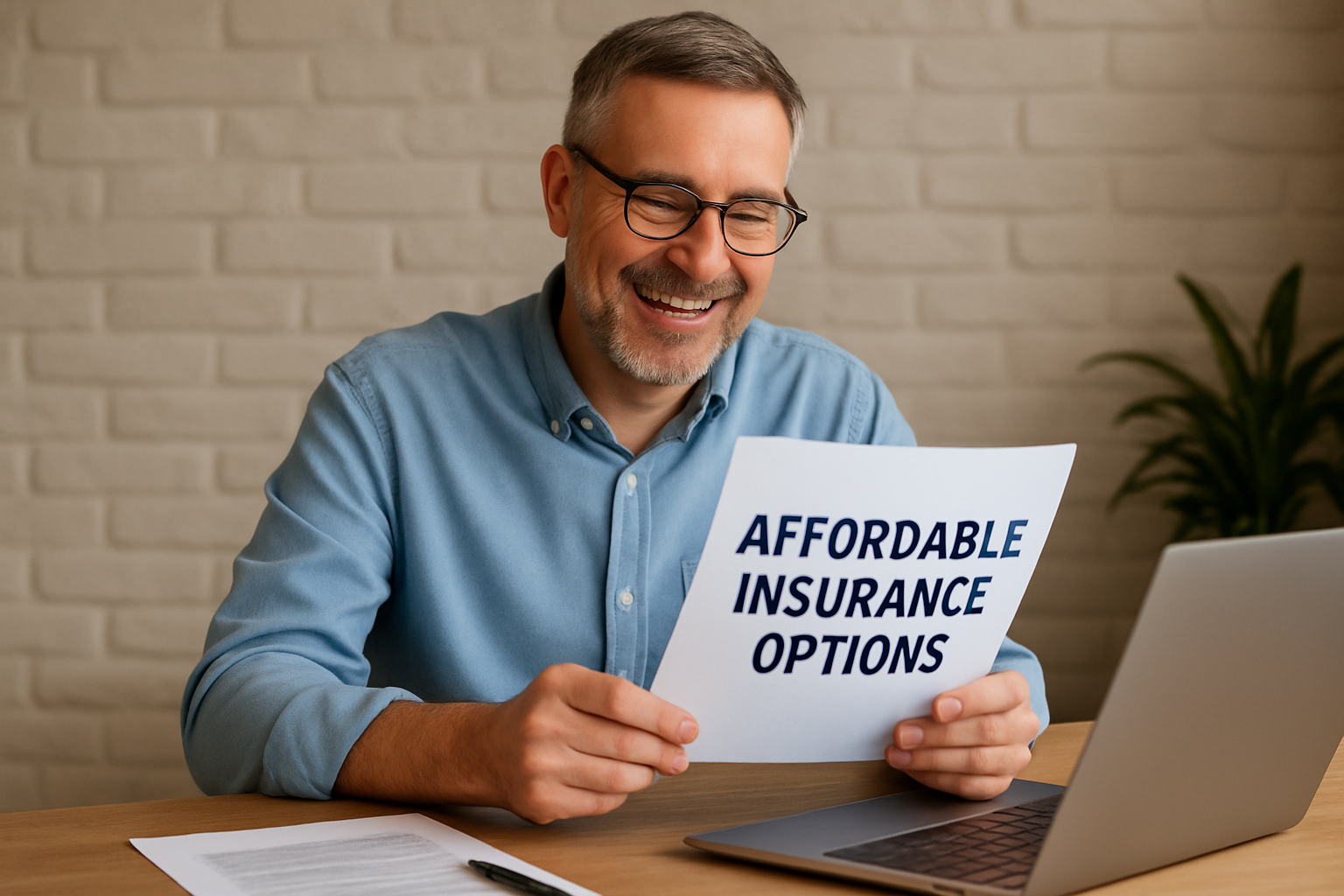 Satisfied client reviewing affordable insurance options